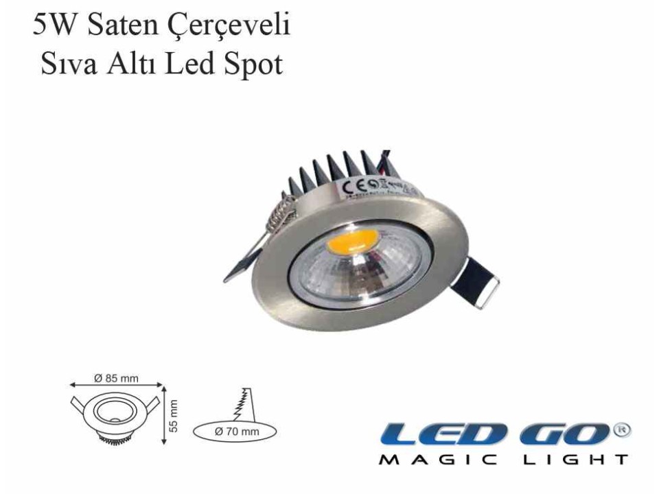 5W SATEN KASA LED DOWNLIGHT,220V,SIVA ALTI