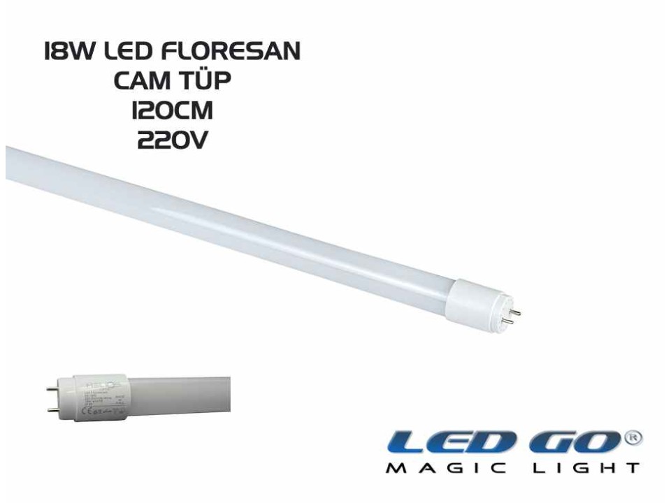 CAM TÜP LED FLORESAN 18W T8 1200MM 220V (30'lu PAKET OLARAK SATILIR)