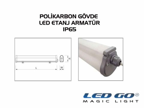 LET-20PCE LED POLIKARBON ETANJ ARMATÜR ,620mm 20W,220V,IP65