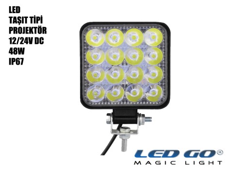 48W POWER LED PROJEKTÖR  12/24V DC TAŞIT TİPİ (YENİ KASA)