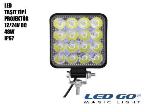 48W POWER LED PROJEKTÖR  12/24V DC TAŞIT TİPİ (YENİ KASA)