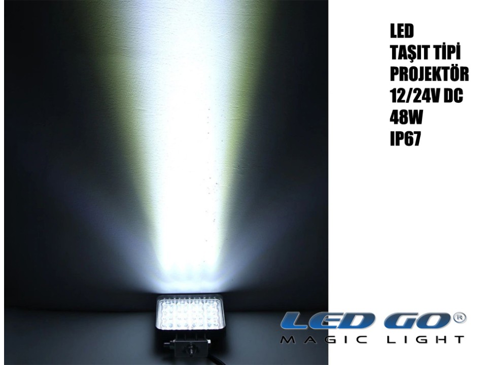 48W POWER LED PROJEKTÖR  12/24V DC TAŞIT TİPİ (YENİ KASA)