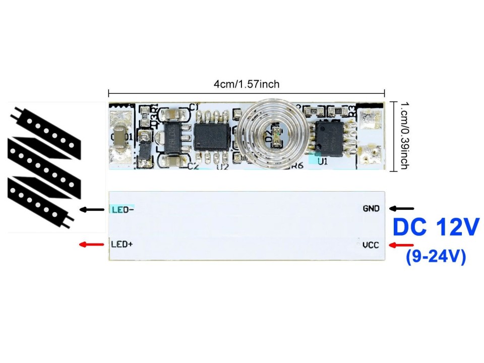 9-24V 30W 3A KAPASİTİF SENSÖRLÜ DOKUNMATİK LED AÇMA KAPAMA DEVRESİ