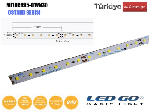 ML10C495-01VN30 | 2835 LEDBAR-50CM-60LED/M-24VDC CEM1 PCB 10mm OSRAM/SAMSUNG LED