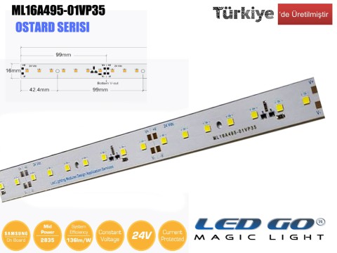 ML16A495-01VP35 | 2835 LEDBAR-50CM-70LED/M-24VDC CEM1 PCB 16mm OSRAM/SAMSUNG LED