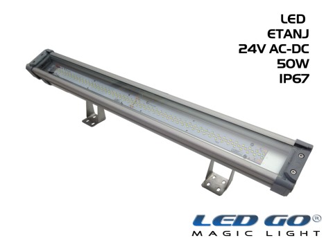 LET-50A-24V | 50W,24V AC-DC,TEMPERLİ CAMLI LED ETANJ ARMATÜR,IP67