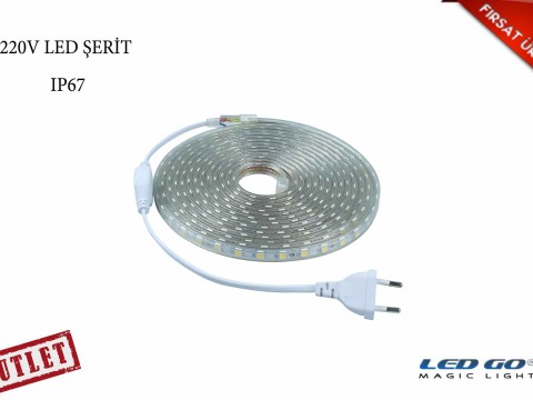 220V AMBER ŞERİT LED-TAM SİLİKONLU-7METRE