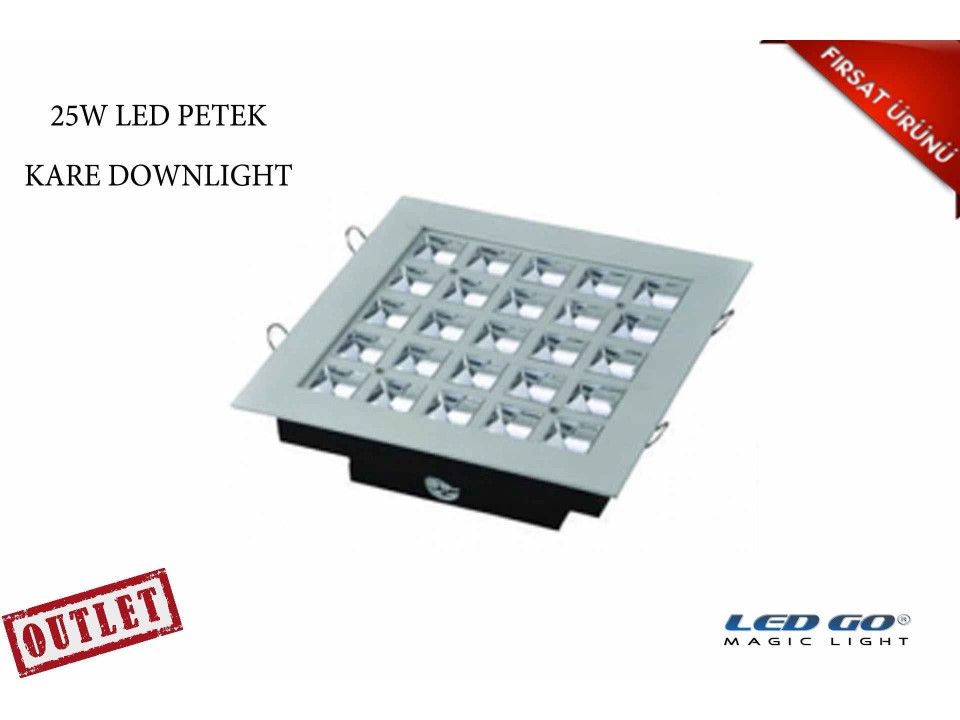 25W KARE PETEK LED DOWNLIGHT-SIVA ALTI-220V