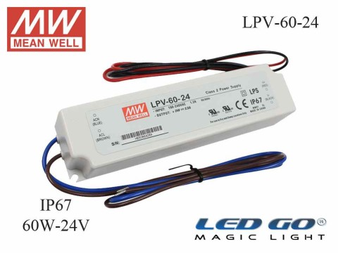 MEAN WELL  LPV-60-24 60 W, 24 V, 2.5 A,SABİT VOLTAJ